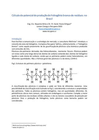Cálculo do potencial de produçao de hidrogênio branco de resíduos no brasil