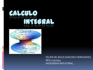 CALCULO
INTEGRAL
FELIPE DE JESUS SANCHEZ HERNANDEZ
REG:12310354
INGENIERIA INDUSTRIAL
 