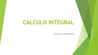 CALCULO INTEGRAL
INTEGRALES INDEFINIDAS
 