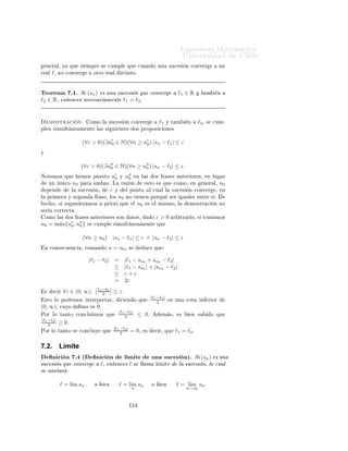 ÁÒ Ò Ö Å Ø Ñ Ø 
                                                                                                               ÍÒ Ú Ö×                      Ð
           ÓÑÓ

                                                   1                                           1
                                                     −0 ≤ε                    ⇐⇒                 ≤ε
                                                   n                                           n
                                                                                                  1
                                                                              ⇐⇒               n≥ ,
                                                                                                  ε
                                                   1
               ×Ø       ØÓÑ Ö        n0 =          ε   + 1¸     Ý ×       Ø Ò Ö         ÕÙ


                                                                                           1
                                                           n ≥ n0 ⇒ n ≥                      .
                                                                                           ε
       Ç × ÖÚ ÑÓ× ÕÙ  Ò Ð  ÑÓ×ØÖ 
 Ò Ø Ñ    Ò ÔÙ Ó     Ö×  Ð   Ó
       n0 = 1 + 1000 ´Ó Ð Ó × Ñ Ð Öµº ÆÓØ ÑÓ× ÒØÓÒ
 × ÕÙ Ð Ú ÐÓÖ
             ε
          n0 ÒÓ × Ò 
Ó¸ Ý ÕÙ ØÓÑ Ö 
Ù ÐÕÙ Ö ÓØÖÓ Ú ÐÓÖ Ñ ÝÓÖ ÕÙ
           Ð¸ Ø Ñ               Ò    ×        Ø Ð Ô Ö       Ð       ÔÖÙ           º    ×           
 Ö¸    Ò Ð         ÑÓ×ØÖ 
       Ò
               Ð      
ÓÒÚ Ö             Ò
        × ÐÓ             ÑÓ× ÔÖÓ             Ö Ð          Ü ×Ø Ò
              Ð    Ò   n0 ¸
       ×            Ò Ó ÕÙ                       Ö Ò ÓØÖÓ× ÕÙ             Ø Ñ          Ò ÔÙ               Ò × Ö Ù×       Ó×º


           × ÔÓ×            Ð            Ö ÙÒ              ÑÓ×ØÖ 
            Ò       ÐØ ÖÒ Ø Ú            Ö 
ÓÖ       Ò Ó ÕÙ       Ð
       ÔÖÓÔ                         ÖÕÙ Ñ              Ò        


                                                   (∀ε > 0)(∃n0 ∈ N) n0 ε > 1.

       ÆÓØ Ò Ó ÕÙ                        (∀n ≥ n0 )         ×   
ÙÑÔÐ                      Ñ × ÕÙ              nε ≥ n0 ε > 1¸           ×
               
 Ö¸     nε > 1¸          Ð    ÔÖÓÔ                  ÖÕÙ Ñ                  Ò       ÔÙ           ×
Ö    Ö× ¸ 
ÓÒÚ ¹
       Ò       ÒØ Ñ ÒØ ¸                     Ð ×   Ù   ÒØ       ÑÓ Ó


                                          (∀ε > 0)(∃n0 ∈ N)(∀n ≥ n0 ) nε > 1.

           ×Ø           ÜÔÖ ×        Ò       ×     ÕÙ Ú Ð ÒØ              Ð       ÕÙ           ×          ÑÓ× ÔÖÓ        Öº

       ÈÖÓ Ö Ù× Ò Ó Ð                                       Ò 
 Ò ÕÙ ÒÓ × 
 ÖØÓ ÕÙ                                       1
                                                                                                                         n    →2

                      ÔÖÓ           Ö×       ÕÙ


                                                                                                    1
                                ∼ [(∀ε > 0)(∃n0 ∈ N)(∀n ≥ n0 )                                        − 2 ≤ ε],
                                                                                                    n

           ×        
 Ö

                                                                                                   1
                                    (∃ε > 0)(∀n0 ∈ N)(∃n ≥ n0 )                                      − 2 > ε.
                                                                                                   n

                        1                          1
       È ÖÓ             n   −2 =2−                 n   ≥ 1, ∀n ∈ Nº
                                                     1
       ÄÙ           Ó       ×Ø       ØÓÑ Ö         ε=2 ¸ 
ÓÒ ÐÓ 
Ù Ð                               Ó 
Ù ÐÕÙ       Ö   n 0 ∈ N¸   × ×
       ØÓÑ            n = n0         Ð       ÔÖÓÔÓ× 
 Ò × 
 ÖØ º



Ò   Ð ÔÖ Ü ÑÓ Ì ÓÖ Ñ                         Ú Ö ÑÓ× ÕÙ               Ð Ö ×ÙÐØ                 Ó          ×Ø          ÑÔÐÓ     × Ñ ×



                                                                ½ ¿
 