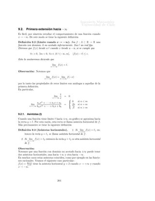 ÁÒ Ò Ö Å Ø Ñ Ø 
                                                                                                             ÍÒ Ú Ö×                     Ð
×ÙÔ Ö ÓÖÑ ÒØ ¸ ÒØÓÒ
 ×
                             l´ (f + g)(x)
                              ım                                =       ℓ1 + ℓ2
                            x→+∞
                             l´ (f − g)(x)
                              ım                                =       ℓ1 − ℓ2
                            x→+∞
                                  l´ (f · g)(x)
                                   ım                           =       ℓ1 · ℓ2
                             x→+∞
                                        f                               ℓ1
                                    l´ ( )(x)
                                     ım                         =          ,               × ℓ2 = 0.
                                  x→+∞  g                               ℓ2




Ì ÓÖ Ñ      º¿ ´Ë Ò Û 
 µº Ë ØÖ × ÙÒ
 ÓÒ × f, g, h 
ÓÒ ÓÑ Ò Ó× A, B, C
Ö ×Ô 
Ø Ú Ñ ÒØ ×ÓÒ Ø Ð × ÕÙ ∃m, Ø Ð ÕÙ ∀x ∈ B ∩ [m, ∞) × 
ÙÑÔÐ
f (x) ≤ g(x) ≤ h(x)º ÒØÓÒ
 ×¸ × l´ f (x) = l´ h(x) = ℓ¸ × Ø Ò ÕÙ
                                 ım          ım
                                                            x→∞                            x→∞
l´ g(x) = ℓ.
 ım
x→∞




  ÑÓ×ØÖ 
              Òº    Ä ×        ÑÓ×ØÖ 
 ÓÒ × ×ÓÒ Ö                         ÐÑ ÒØ                Ò ÐÓ       ×   Ð × Ö   Ð Þ ¹
  ×   Ò ×Ù
 × ÓÒ × Ý ×              ÔÖÓÔÓÒ Ò 
ÓÑÓ                           Ö
 
 Óº



          ÑÔÐÓ º½º                                  1                              1
       Ð
ÙÐ Ö ÐÓ× Ð Ñ Ø ×               l´
                                         ım e x         Ý        ım x(e x − 1).
                                                                l´
                                     x→+∞                   x→+∞
  Ê ÞÓÒ Ñ ÒØÓ ÓÖÑ Ð
      ÒØ ×           Ö ×ÓÐÚ Ö      Ð ÔÖÓ Ð Ñ                        ÑÓ× ÙÒ Ö ÞÓÒ Ñ                       ÒØÓ ÔÙÖ Ñ ÒØ              ÓÖ¹
  Ñ Ð Ý × Ò Ñ ÝÓÖ Ù×Ø                    
 
        Ò
                                                                                                               1
  ÈÓ      ÑÓ× Ó × ÖÚ Ö ÕÙ                 
Ù Ò Ó            x → +∞                 ×       Ø        Ò   ÕÙ
                                                                                                               x → 0 Ý ÔÓÖ ÐÓ
                 1
  Ø ÒØÓ      e   x   → e0 = 1 º                ×Ø       ÑÓ Ó¸           Ð ×        ÙÒ Ó Ð Ñ Ø                 × Ð ÔÖÓ Ù
ØÓ
  ÙÒ       ÙÒ
        Ò ÒÓ        
ÓØ          ´xµ ÑÙÐØ ÔÐ 
                       ÔÓÖ ÙÒ               ÕÙ     
ÓÒÚ Ö          
 ÖÓ
      1
  ´e x    − 1µº
  ËÓÐÙ
 Ò
  Í× ÑÓ× Ð               ×    Ù Ð               Ð       ÜÔÓÒ Ò
                Ð           ÑÓ Ó ÕÙ             ×   x>1     ×   Ø    Ò
  ÕÙ
                                               1        1    1
                                                 + 1 ≤ ex ≤                             1   .
                                               x            1−                          x
          ÕÙ ¸ Ú ÑÓ× ÕÙ                 
Ù Ò Ó      x → +∞¸                 Ð ×        Ó× 
ÓØ × 
ÓÒÚ Ö               Ò  1º         ÈÓÖ
                                                                                                                   1
  ÐÓ Ø ÒØÓ¸ Ù× Ò Ó Ë Ò Û 
                               ÙÒ
 ÓÒ × ×                    
ÓÒ
ÐÙÝ               l´
                                                                                                              ım e x = 1.
                                                                                                         x→+∞
  È Ö        Ð ×      ÙÒ Ó Ð Ñ Ø ¸ Ù× ÑÓ× Ð                      Ñ ×Ñ                  ×       Ù Ð       ¸ Ö ×Ø Ò Ó ½ Ý ÑÙÐ¹
  Ø ÔÐ 
 Ò Ó ÔÓÖ             x.          ×Ø    ÑÓ Ó ×               Ø   Ò      ÕÙ

                                                            1                       1
                                              1 ≤ x(e x − 1) ≤                              1   .
                                                                                   1−       x

                                                                                                                       1
      ÕÙ ¸ ÒÙ Ú Ñ ÒØ               Ù× Ò Ó Ë Ò Û 
                       ×   Ó Ø        Ò        ÕÙ        ım x(e x − 1) = 1.
                                                                                                         l´
                                                                                                        x→+∞




                                                                ¾¼¼
 
