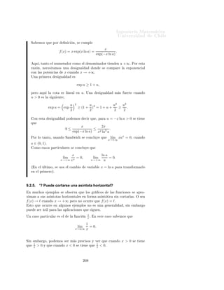 ÁÒ Ò Ö Å Ø Ñ Ø 
                                                                                                    ÍÒ Ú Ö×                      Ð
                                             ′
ÈÓÖ ÐÓ Ø ÒØÓ¸          ∀x ∈ C ∩ [m , ∞)                  ÔÓ        ÑÓ× Ö       Ð Þ Ö ÐÓ ×      Ù    ÒØ

  ½º       x ∈ B ∩ [m′ , +∞),                        ÓÒ        ×         Ù
       ÕÙ     g(x) ≥ m.
  ¾º        ÓÑÓ x ∈ C          ×    
ÙÑÔÐ                     Ñ × ÕÙ          g(x) ∈ A¸         ×        
 Ö   z = g(x) ∈
           A ∩ [m, ∞)¸ ×            ÓÒ           ×    
ÓÒ
ÐÙÝ           ÕÙ


                                                         |f (g(x)) − ℓ| ≤ ε.


            ÓÒ      ×ØÓ 
ÓÒ
ÐÙÝ          Ð           ÑÓ×ØÖ 
            Ò 
ÓÒ      m′′ = m′ .


           ÑÔÐÓ º¿º
       Ò ×Ù
 × ÓÒ × ×              ×ØÙ       Ó Ð      ×Ù
 ×        Ò   sn = an          Ò
ÓÒØÖ Ò Ó×            ÕÙ     Ð Ð Ñ Ø
       Ô Ò              Ð Ú ÐÓÖ           aº
           ÓÖ       Ò ÙÒ
 ÓÒ ×           ×ØÙ         ÑÓ× Ð             ÙÒ
    Ò    f (x) = ax       ÓÒ         a > 0º
   Ë        ÑÓ× ÕÙ         ÔÓÖ           Ò 
         Ò¸ ×      
ÙÑÔÐ


                                                     f (x) = exp(x ln a).

   ÄÙ        Ó¸ Ô Ö        
 Ð
ÙÐ Ö          Ð Ð Ñ Ø          
Ù Ò Ó         x → +∞ 
 ÑÓ×                      Ð 
 Ñ     Ó
   Ú Ö          Ð   ´Ù×Ó     Ð Ø ÓÖ Ñ                     Ð    
ÓÑÔÓ× 
         Òµ u = x ln aº Ë                ÑÓ× ÕÙ
                                                  
                                                   +∞                         ×      a>1
                                          l´
                                           ım u =   −∞                         ×      a<1
                                         x→+∞
                                                    0                          ×      a=1
                                                  


   ÈÓÖ ÐÓ Ø ÒØÓ¸            Ð Ð Ñ Ø          Ö ÕÙ Ö           Ó × Ö          Ù Ð

                                                              
                                                                       l´
                                                                        ım exp(u)          ×   a>1
                                                                   u→+∞
                                                              
                                                              
                            l´
                             ım f (x) =                           l´
                                                                   ım exp(u)               ×   a<1
                           x→+∞                                u→−∞
                                                                1                              a=1
                                                              
                                                                                           ×
                                                              
                                                               +∞ × a > 1
                                                     =          0     × a < 1
                                                                1     × a = 1
                                                              


       ×        
 Ö¸                           
                                                +∞                               ×    a>1
                                       ım ax =
                                      l´         0                                ×    a<1
                                     x→+∞
                                                 1                                ×    a=1
                                               



           ÑÔÐÓ º º
   ÇØÖ          ×Ù
 × ÓÒ ÒØ Ö × ÒØ                   ×    sn = nan           
Ù Ò Ó      |a| < 1º
           ÓÖ       Ò ÙÒ
 ÓÒ ×           ×ØÙ          ÑÓ× Ð            ÙÒ
    Ò       f (x) = xax        ÓÒ         a ∈ (0, 1)
   
Ù Ò Ó           x → +∞º


                                                                  ¾¼
 