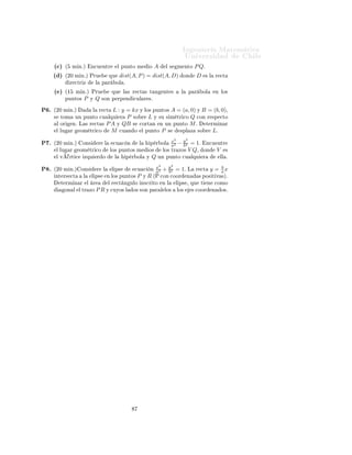 ÁÒ Ò Ö Å Ø Ñ Ø 
                                                                                                   ÍÒ Ú Ö×                           Ð
      ´
µ        ´    Ñ Òºµ          Ò
Ù ÒØÖ                 Ð ÔÙÒØÓ Ñ       Ó    A    Ð ×   Ñ ÒØÓ       P Qº
      ´ µ        ´¾¼ Ñ Òºµ ÈÖÙ                        ÕÙ     dist(A, P ) = dist(A, D)              ÓÒ    D         × Ð       Ö 
Ø
                     Ö 
ØÖ Þ             Ð       Ô Ö       ÓÐ º

      ´ µ        ´½       Ñ Òºµ ÈÖÙ                     ÕÙ     Ð × Ö 
Ø × Ø Ò         ÒØ ×     Ð    Ô Ö      ÓÐ              Ò ÐÓ×
                 ÔÙÒØÓ×      P       Ý   Q       ×ÓÒ Ô ÖÔ Ò         
ÙÐ Ö ×º

È º   ´¾¼ Ñ Òºµ                      Ð       Ö 
Ø      L : y = kx Ý ÐÓ× ÔÙÒØÓ× A = (a, 0) Ý B = (b, 0)¸
      ×     ØÓÑ           ÙÒ ÔÙÒØÓ 
Ù ÐÕÙ                 Ö P ×Ó Ö L Ý ×Ù × Ñ ØÖ 
Ó Q 
ÓÒ Ö ×Ô 
ØÓ
          Ð ÓÖ           Òº Ä × Ö 
Ø ×               P A Ý QB × 
ÓÖØ Ò Ò ÙÒ ÔÙÒØÓ M º        Ø ÖÑ Ò Ö
          Ð ÐÙ        Ö     ÓÑ ØÖ 
Ó                   M 
Ù Ò Ó Ð ÔÙÒØÓ P ×       ×ÔÐ Þ ×Ó Ö Lº


È º   ´¾¼ Ñ Òºµ              ÓÒ×             Ö    Ð     
Ù 
 Ò         Ð        Ô Ö ÓÐ
                                                                                          x2   y2
                                                                                          a2 − b2 = 1º Ò
Ù ÒØÖ
          Ð ÐÙ       Ö     ÓÑ ØÖ 
Ó                    ÐÓ× ÔÙÒØÓ× Ñ          Ó×       ÐÓ× ØÖ ÞÓ× V Q¸ ÓÒ   V ×
          Ð Ú 