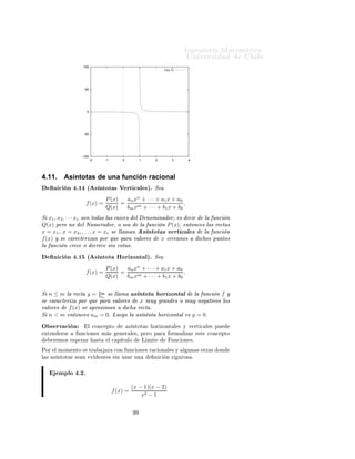 ÁÒ Ò Ö Å Ø Ñ Ø 
                                                                              ÍÒ Ú Ö×                    Ð
                  100
                                                                    x**3-x




                   50




                    0




                   -50




               -100
                   -10                -5            0               5         10



ÑÔÐÓ×
                                                                         1
     ÓÒ×          Ö ÑÓ× Ð            ÙÒ
   Ò Ö 
 ÓÒ Ð     f (x) =       x−1
 Dom(f ) = Ê  {1}
 ÆÓ Ø         Ò     
 ÖÓ×º
                                           x ∈ (−∞, 1)          f (x) < 0
 Ë       ÒÓ×             Ð   ÙÒ
     Ò
                                            x ∈ (1, ∞)          f (x) > 0
     Ö 
 Ñ          ÒØÓ          f   ´ÔÓÖ ÒØ ÖÚ ÐÓ×µ




                             1 < x1 < x2          =⇒ 0 < x1 − 1 < x2 − 1
                                                        1          1
                                                  =⇒         <
                                                     x2 − 1     x1 − 1
                                                  =⇒ f (x − 2) < f (x − 1)
                                                  =⇒ f (x − 1) > f (x − 2)



                             x1 < x2 < 1 =⇒ x1 − 1 < x2 − 1 < 0
                                         =⇒ 1 − x1 > 1 − x2 > 0
                                               1          1
                                         =⇒         >
                                            1 − x2     1 − x1
                                               1          1
                                         =⇒         <
                                            x2 − 1     x1 − 1
                                         =⇒ f (x − 2) < f (x − 1)
                                         =⇒ f (x − 1) > f (x − 2)

 ÄÙ       Ó    f         ×   ×ØÖ 
Ø Ñ ÒØ           
Ö 
    ÒØ       Ò   (−∞, 1)   Ý   Ò   (1, ∞)   ÔÓÖ
 × Ô Ö            Óº
                                                          1
     Ð   Ö        
Ó         Ð   ÙÒ
       Ò   f (x) =   x−1    ×
 