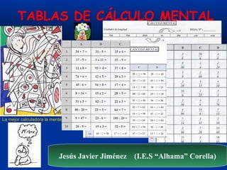 TABLAS DE CÁLCULO MENTAL
Jesús Javier Jiménez (I.E.S “Alhama” Corella)
La mejor calculadora la mente
 