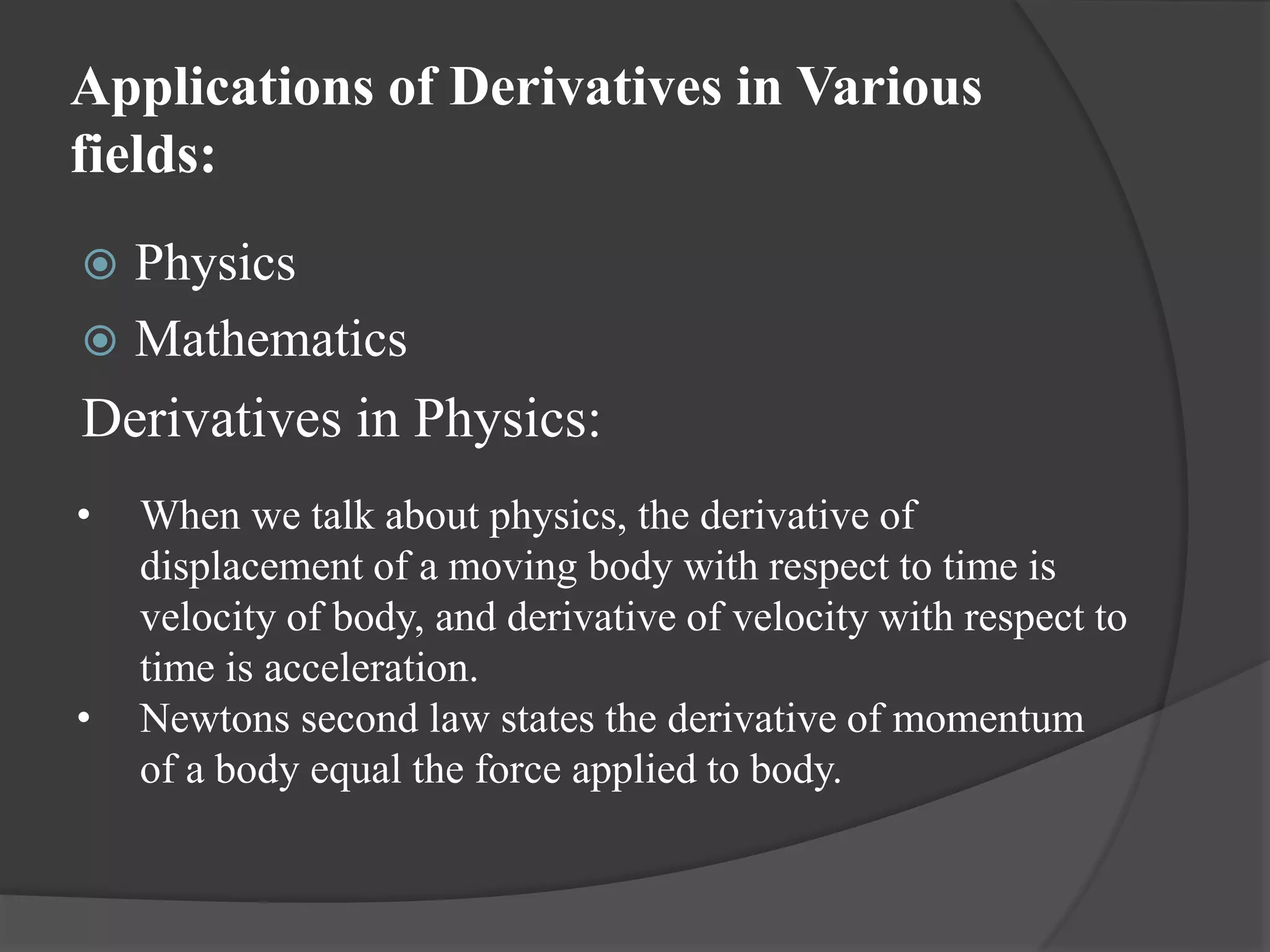Applications of derivatives ppt
