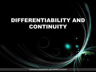 Calculus 2 Lesson 5 Differentiability and Continuity | PDF