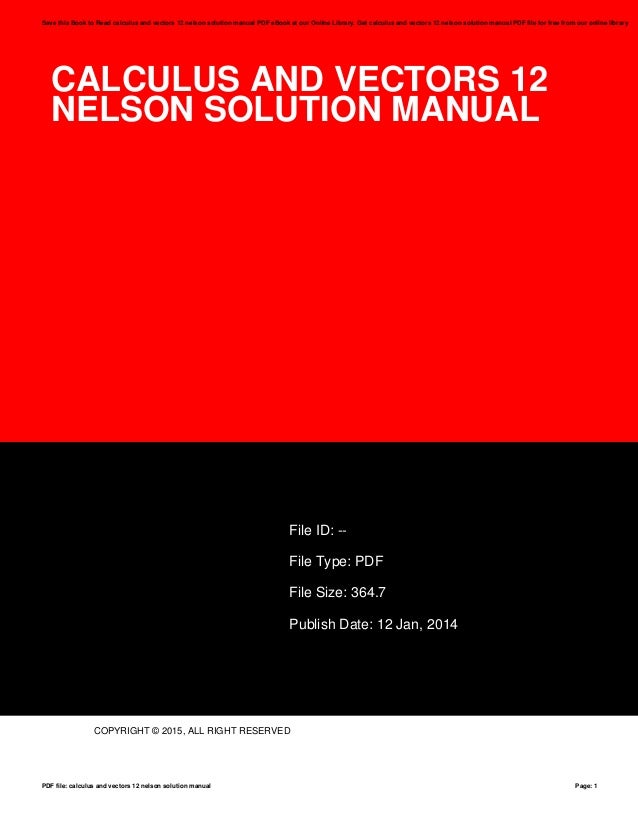 Calculus and vectors 12 nelson solution manual