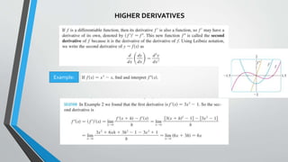 HIGHER DERIVATIVES
Example:
 