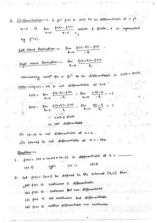 Mathematical Calculus hand written notes | PDF