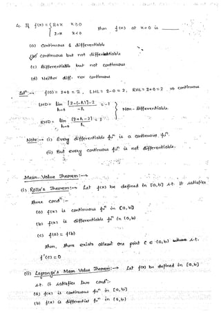 Mathematical Calculus hand written notes | PDF