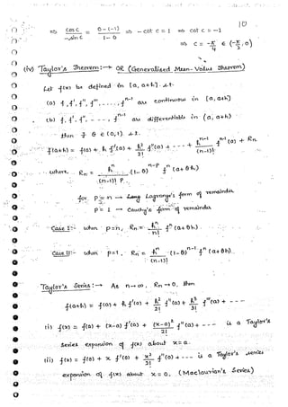 Mathematical Calculus hand written notes | PDF