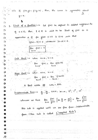 Mathematical Calculus hand written notes | PDF