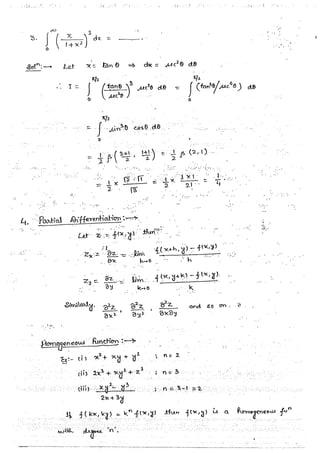 Mathematical Calculus hand written notes | PDF
