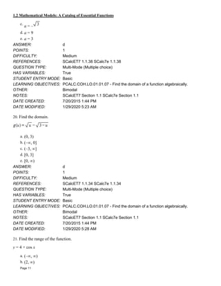 Calculus Concepts and Contexts 5th Edition - Question Bank and ...