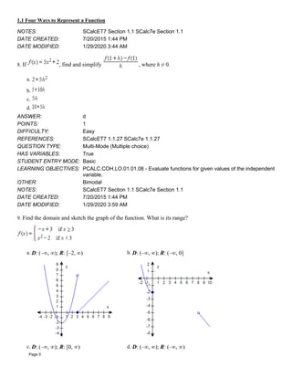 Calculus Concepts and Contexts 5th Edition - Question Bank and ...
