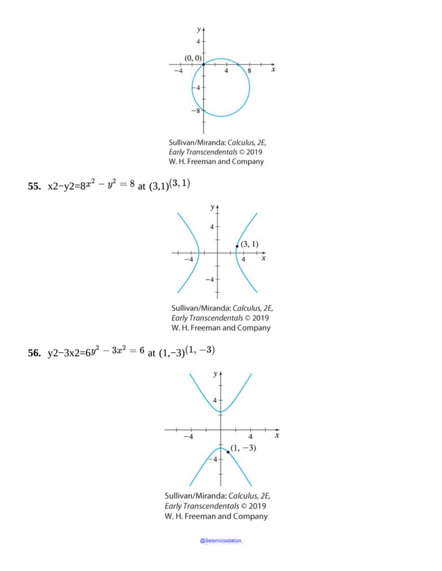 55. x2−y2=8 at (3,1)
56. y2−3x2=6 at (1,−3)
@Seismicisolation
@Seismicisolation
 