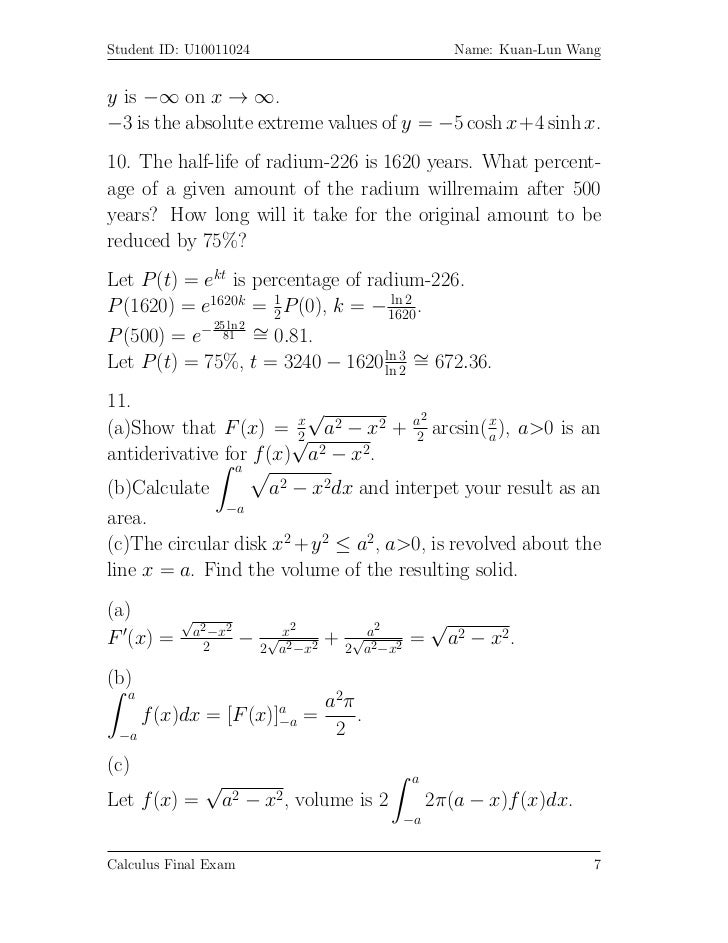 Calculus Final Exam