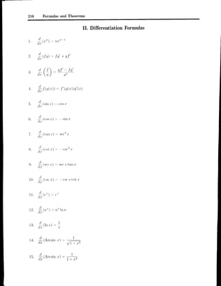 Formulas and Theorems for Reference | PDF