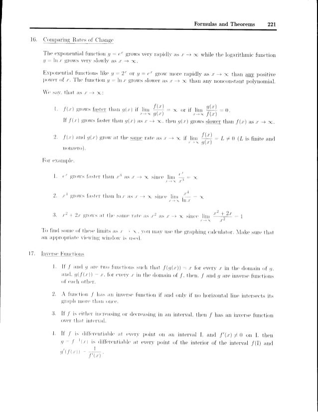 Formulas and Theorems for Reference