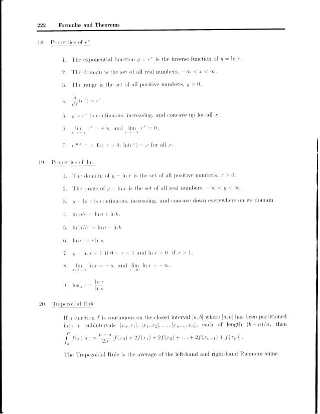 Formulas and Theorems for Reference