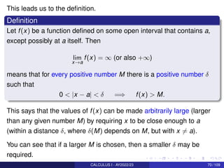 This leads us to the definition.
Definition
Let f(x) be a function defined on some open interval that contains a,
except p...