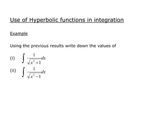 Calculus of hyperbolic functions | PPT