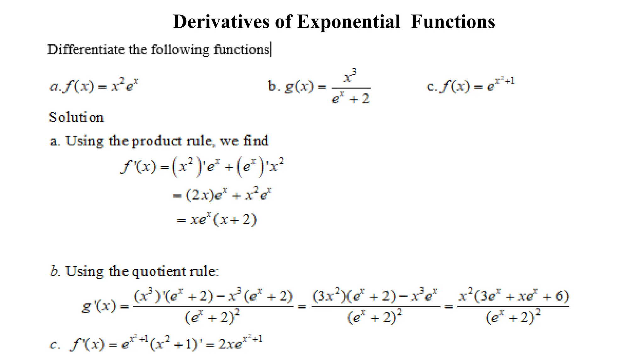 Derivatives of Exponential Functions
 