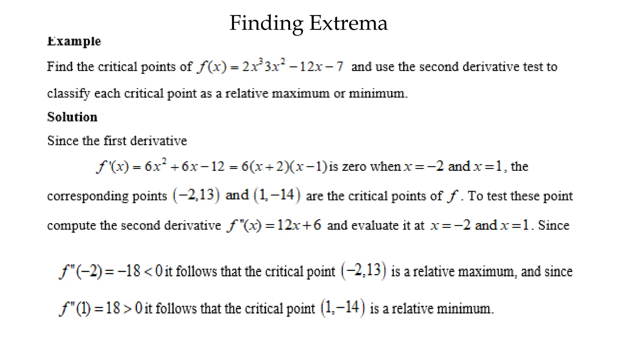 Finding Extrema
 