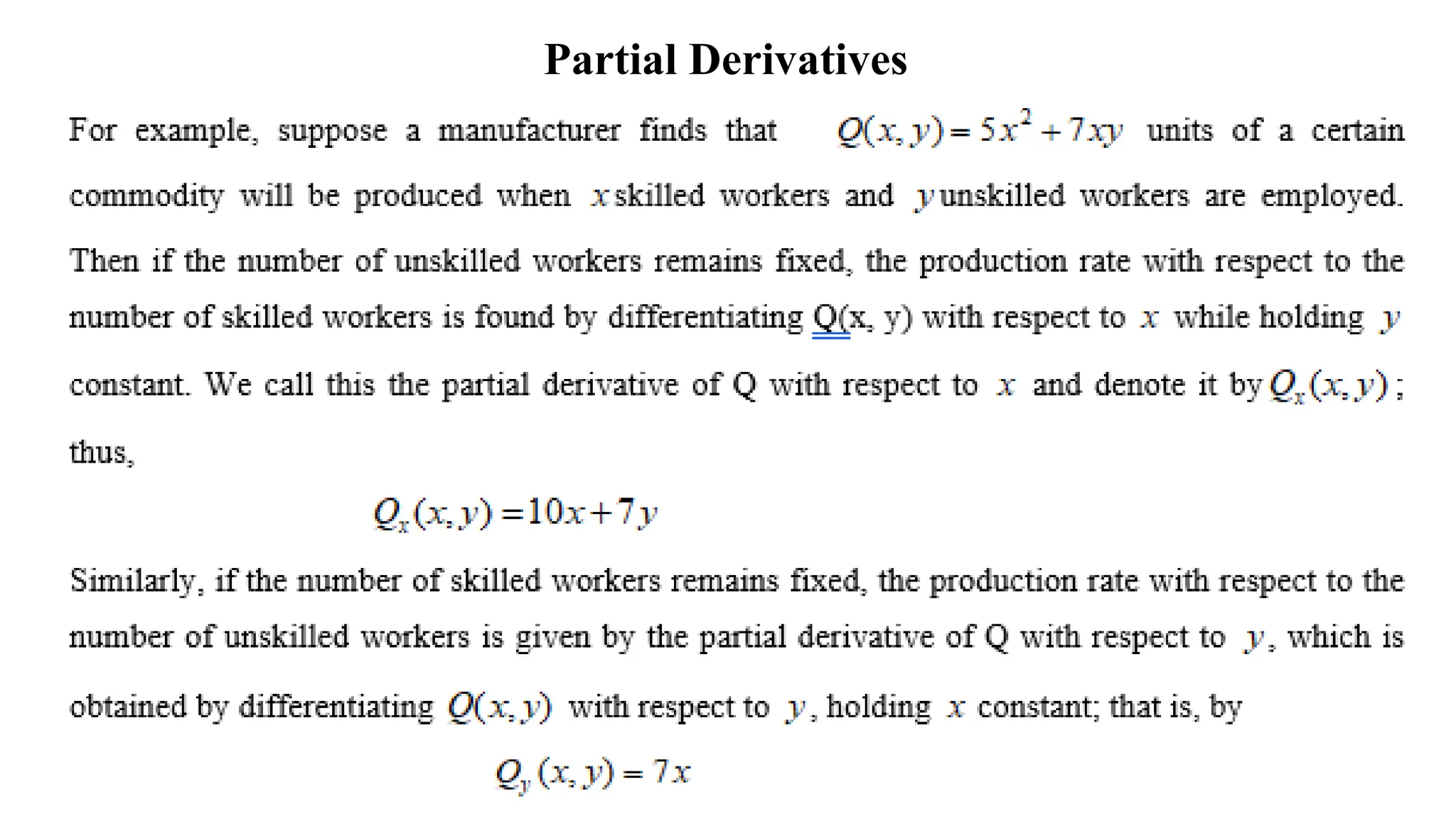 Partial Derivatives
 