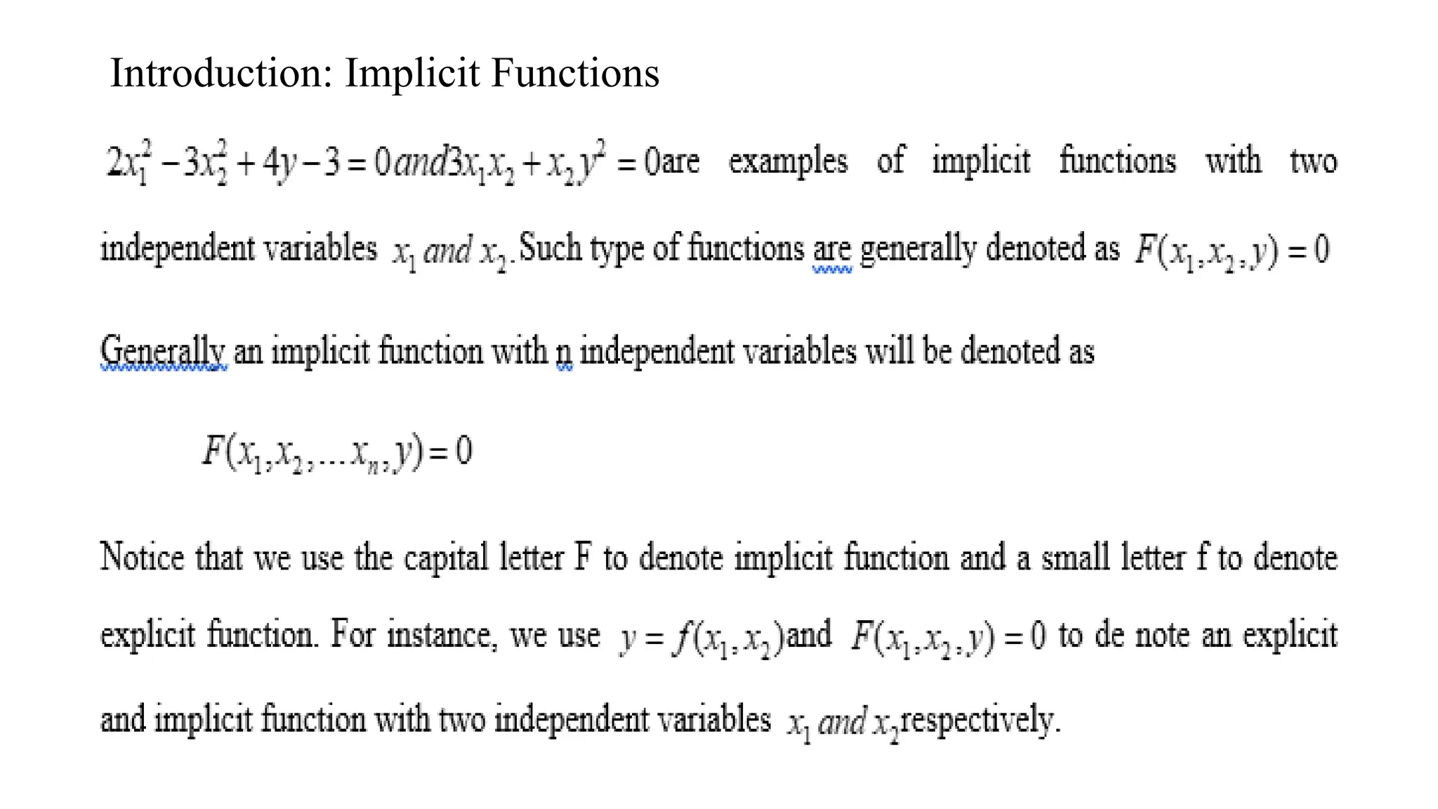 Introduction: Implicit Functions
 
