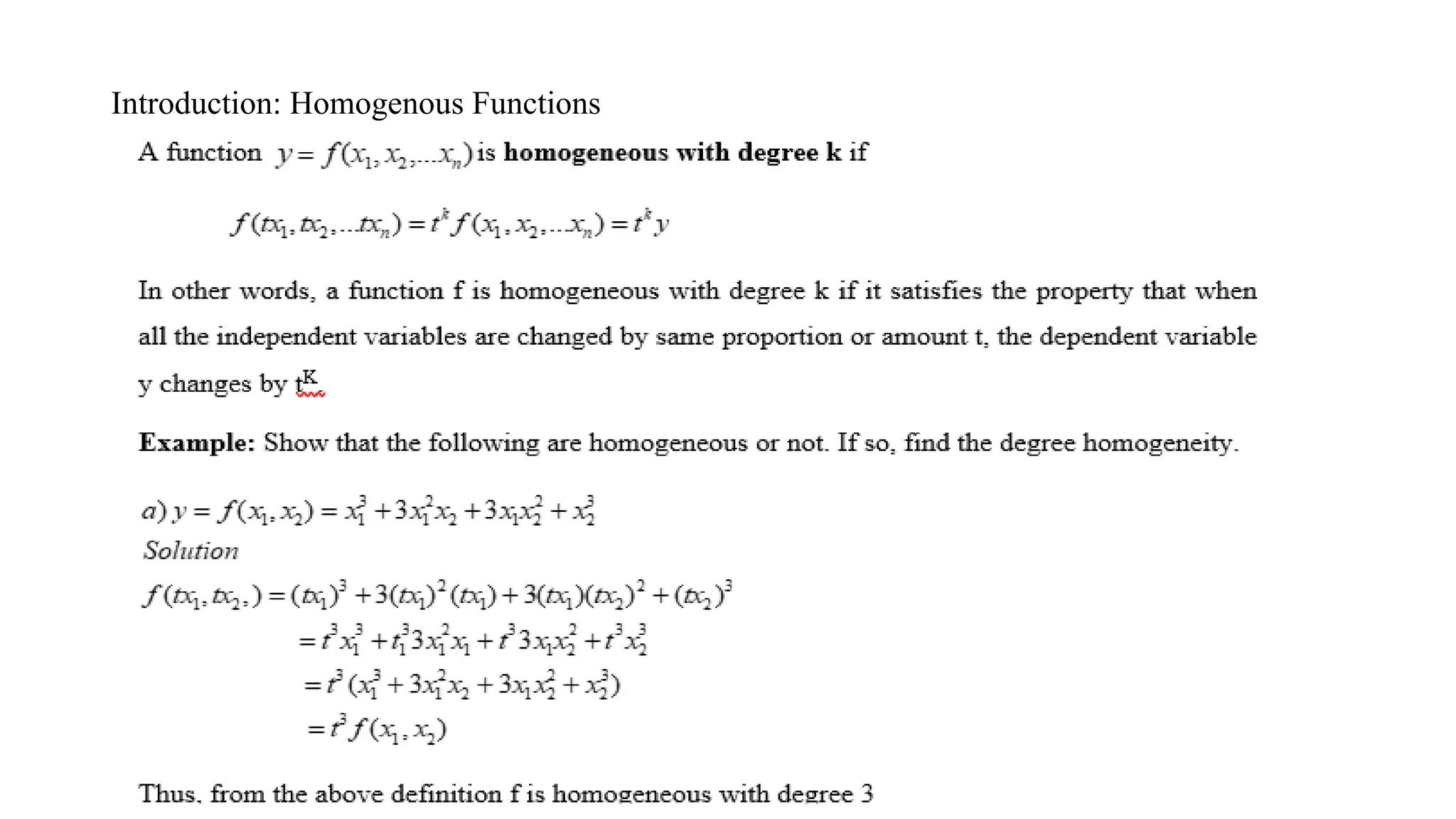 Introduction: Homogenous Functions
 