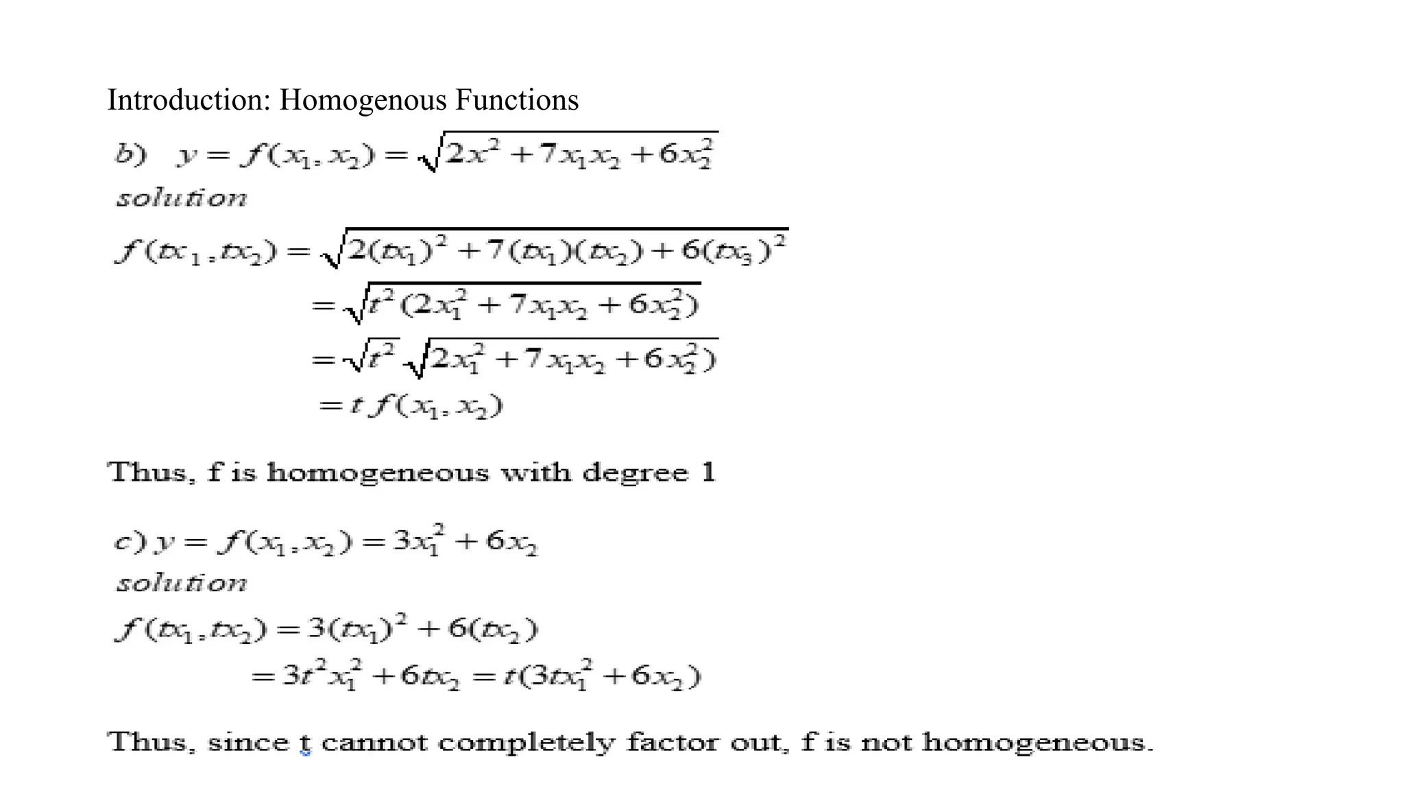 Introduction: Homogenous Functions
 