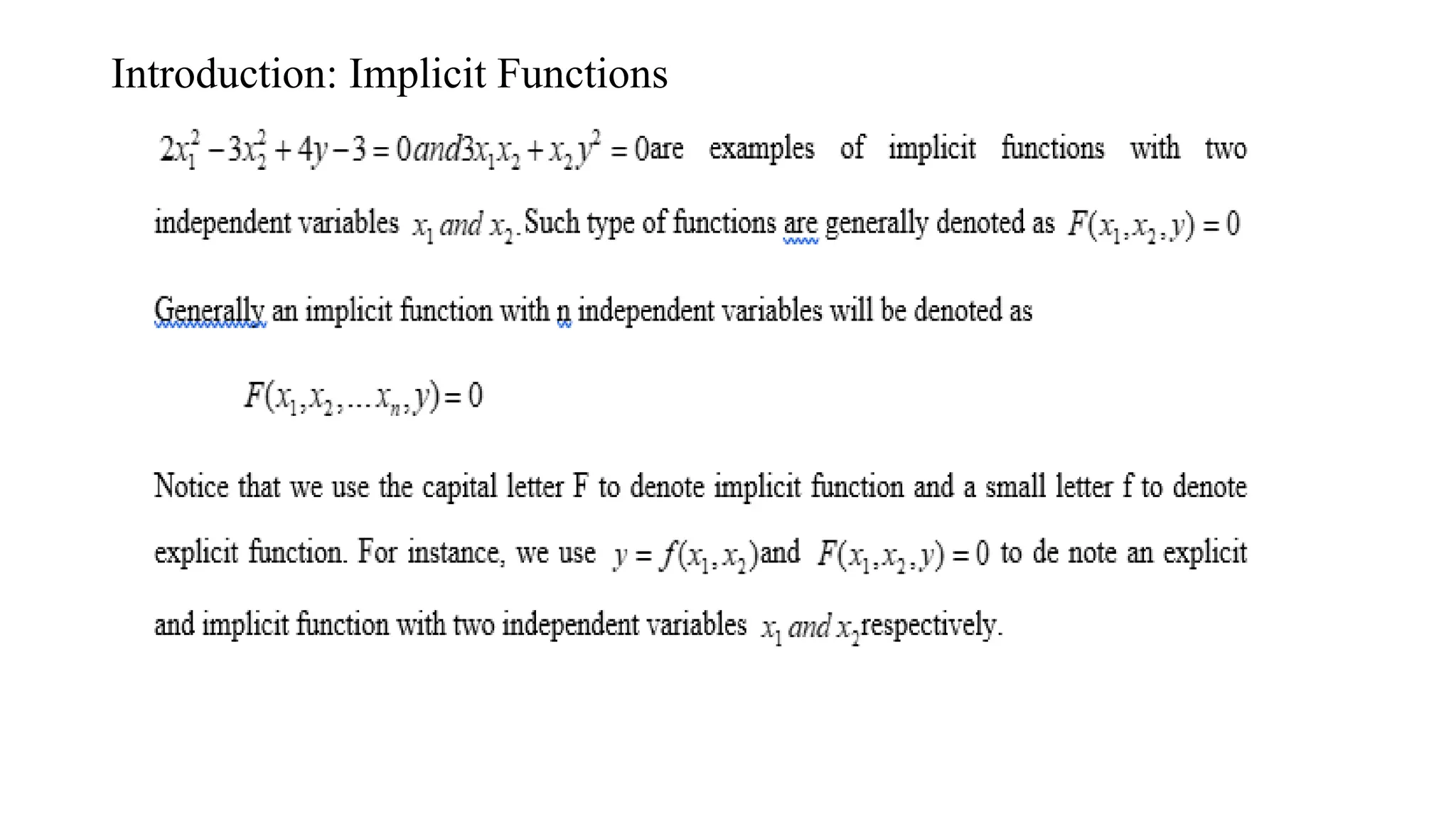 Introduction: Implicit Functions
 
