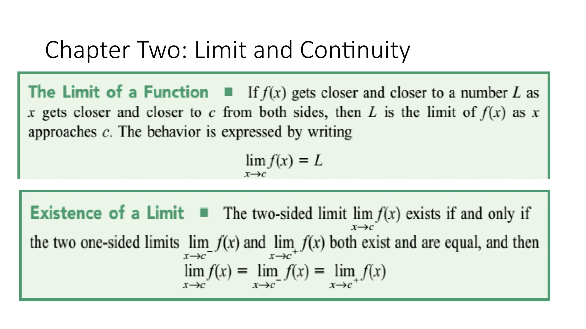 Chapter Two: Limit and Continuity
 