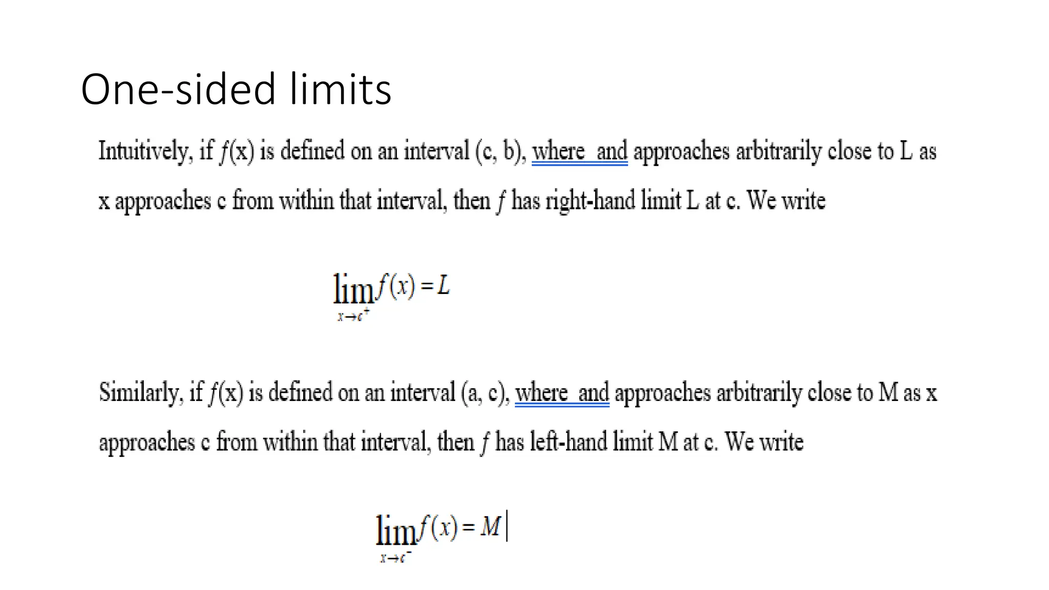 One-sided limits
 