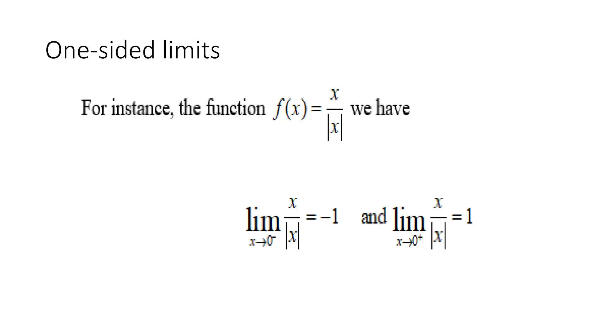 One-sided limits
 