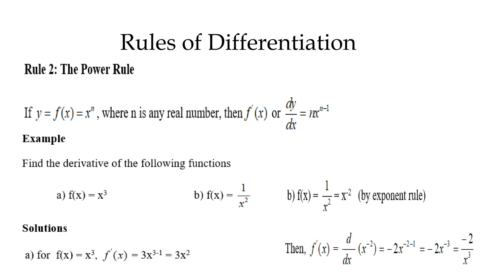 Rules of Differentiation
 