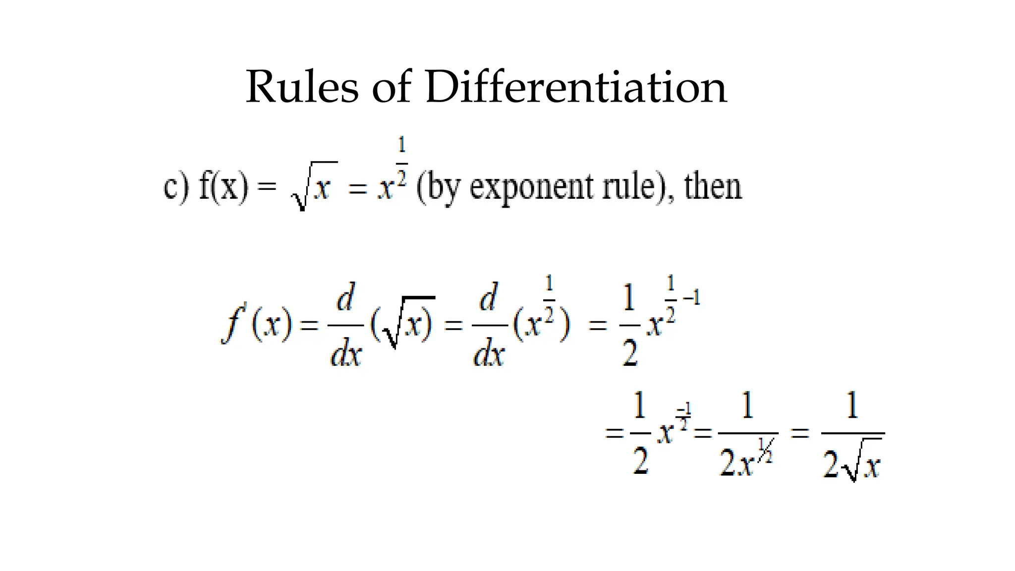 Rules of Differentiation
 