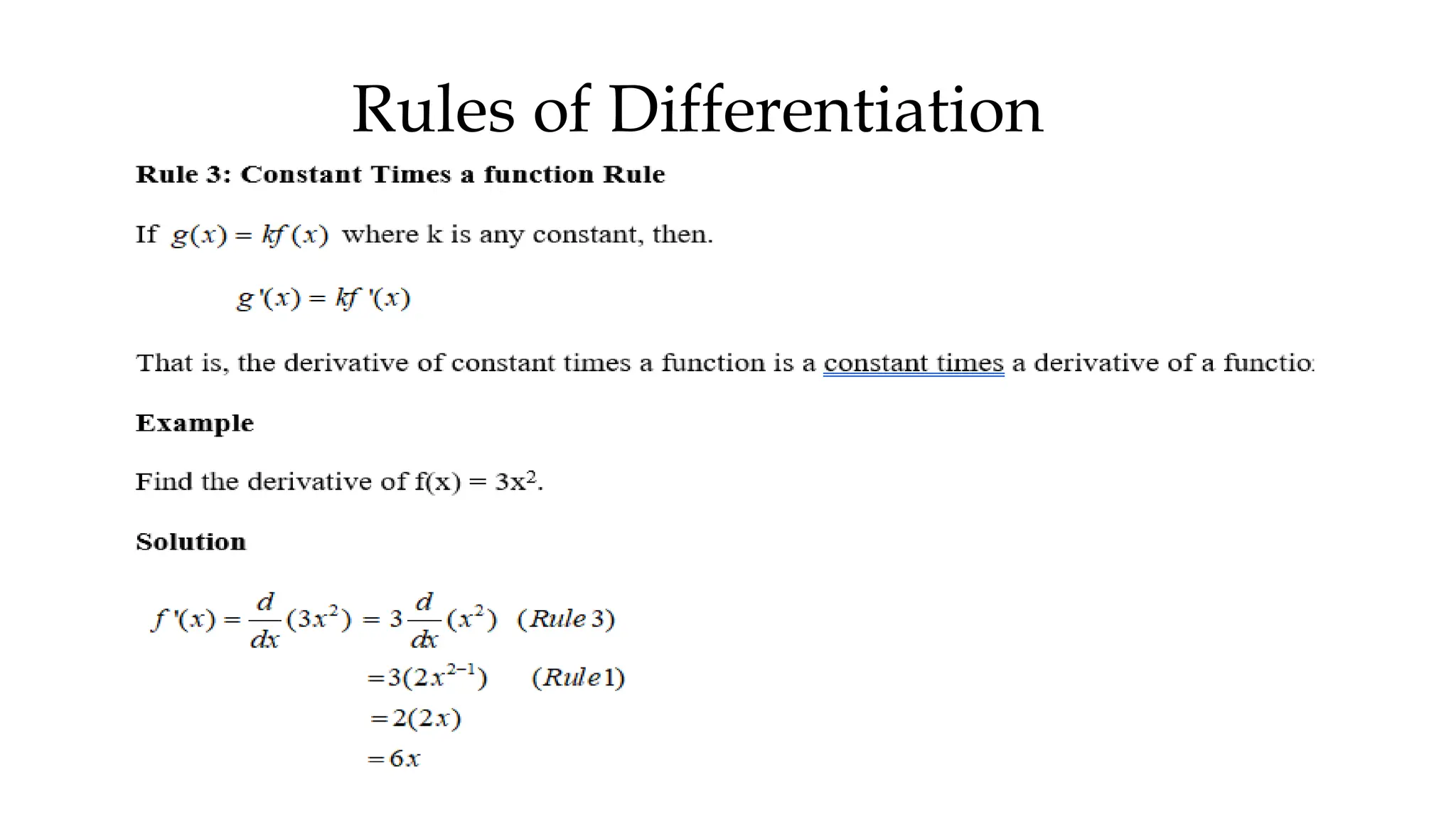 Rules of Differentiation
 