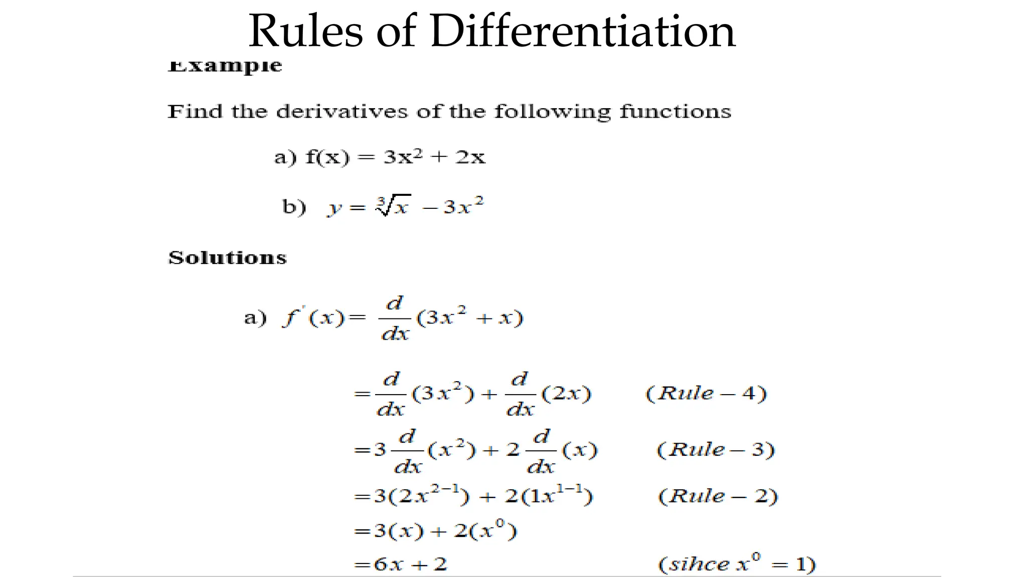 Rules of Differentiation
 
