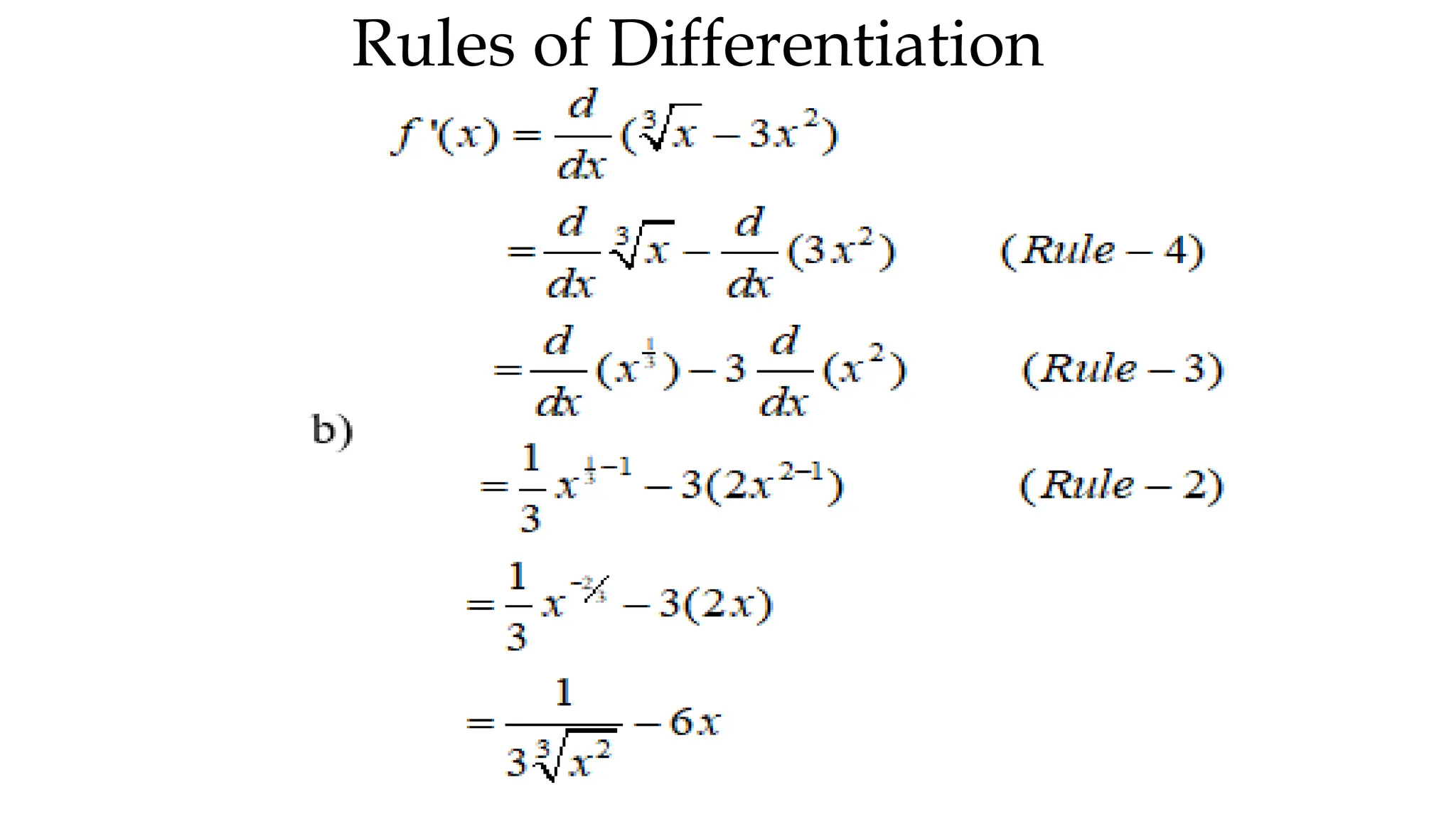 Rules of Differentiation
 