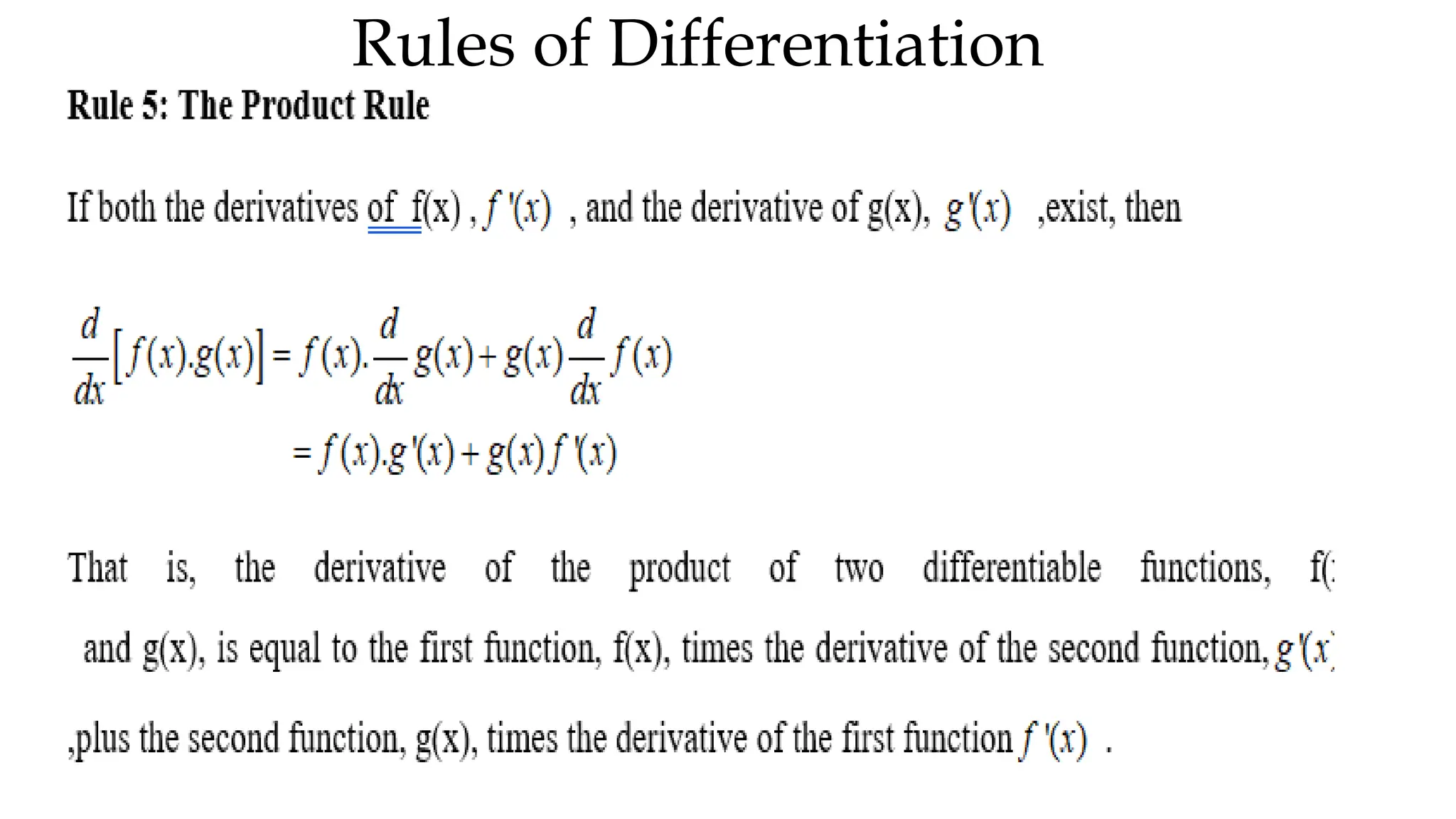 Rules of Differentiation
 
