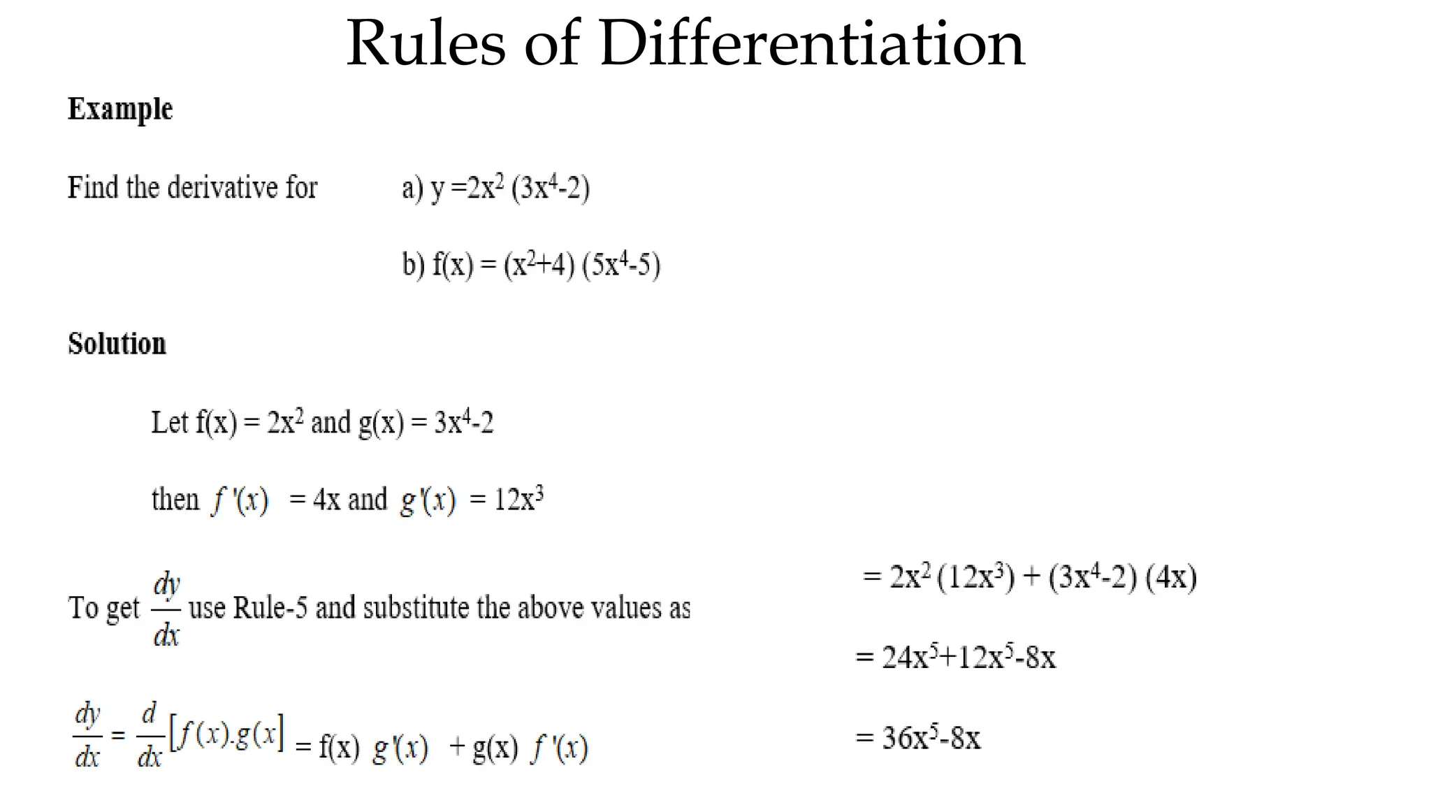 Rules of Differentiation
 