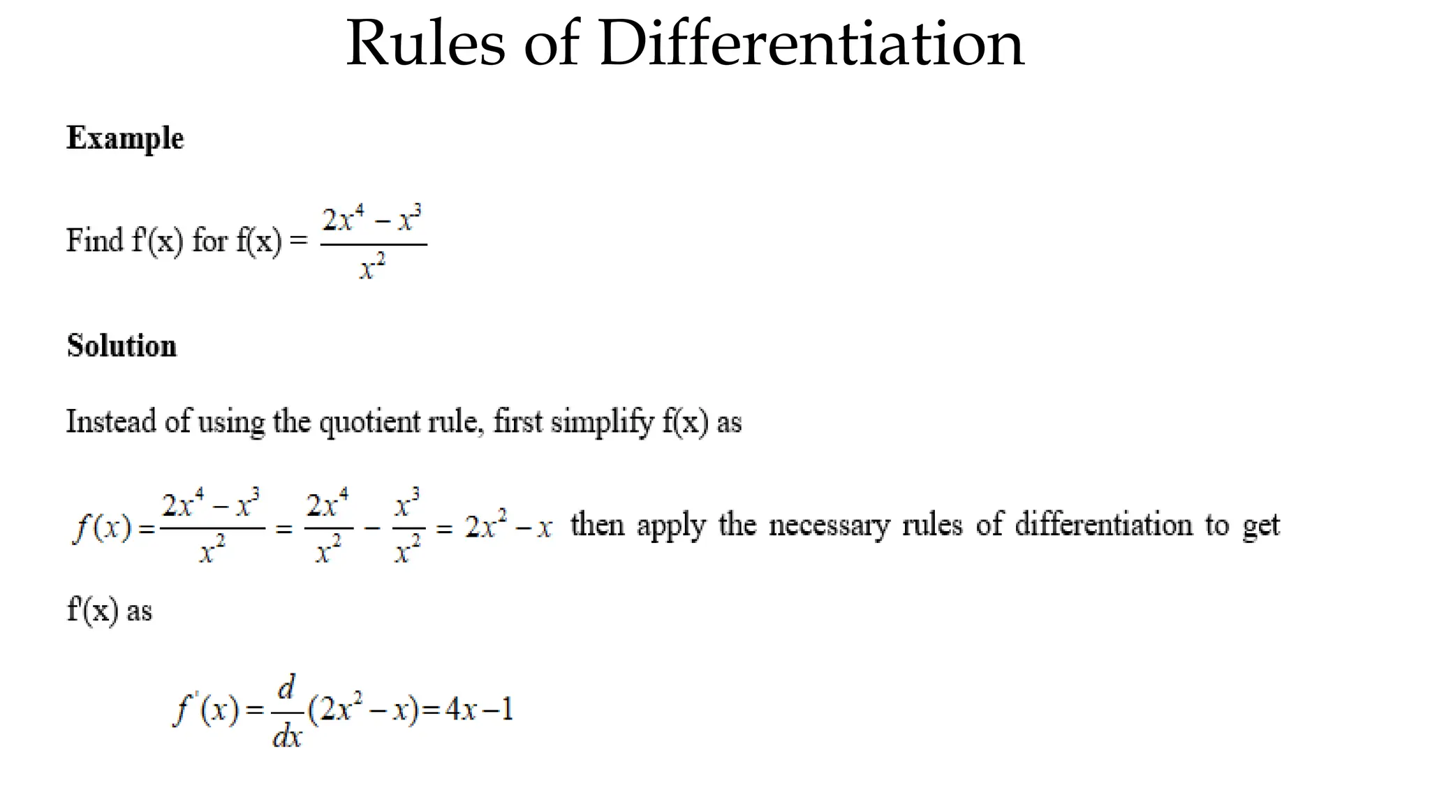 Rules of Differentiation
 