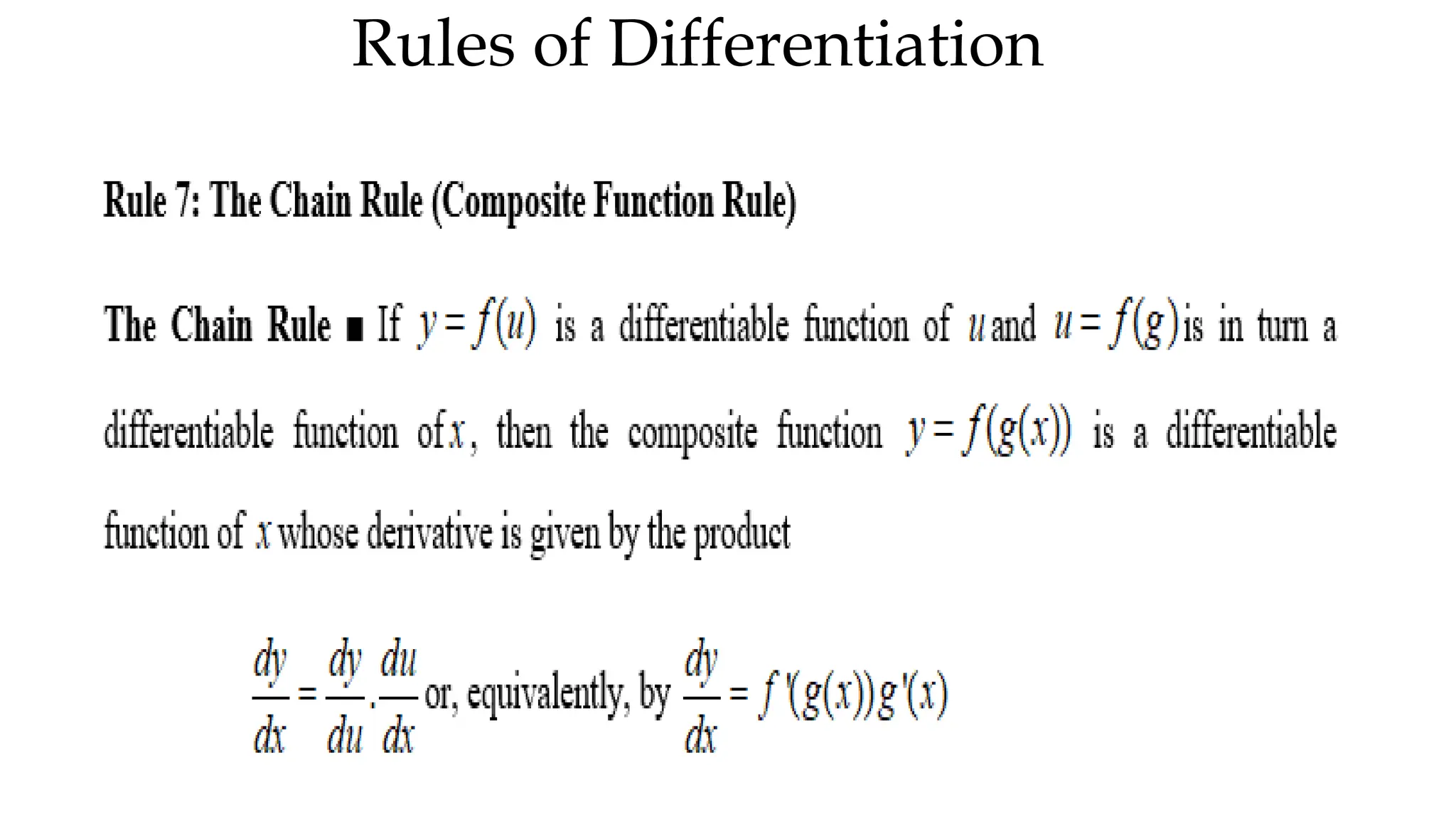 Rules of Differentiation
 