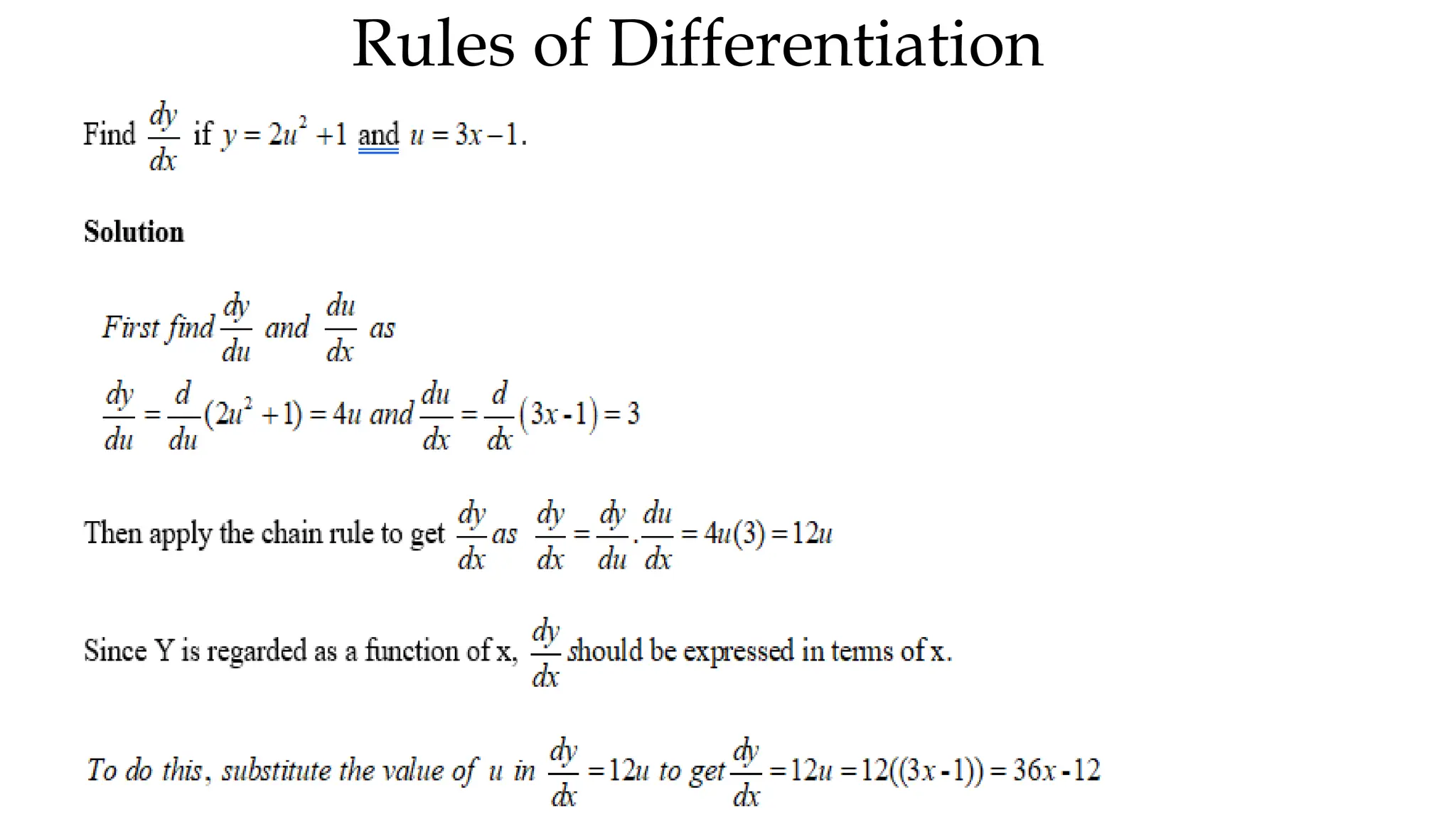 Rules of Differentiation
 