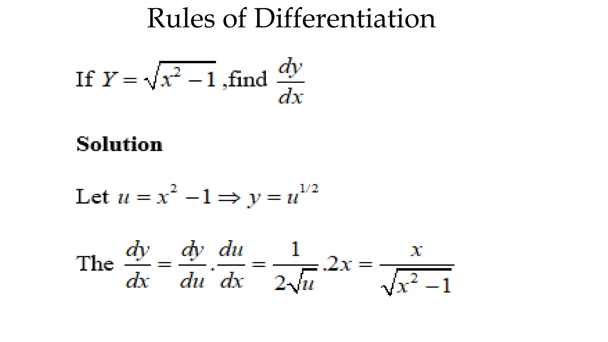 Rules of Differentiation
 