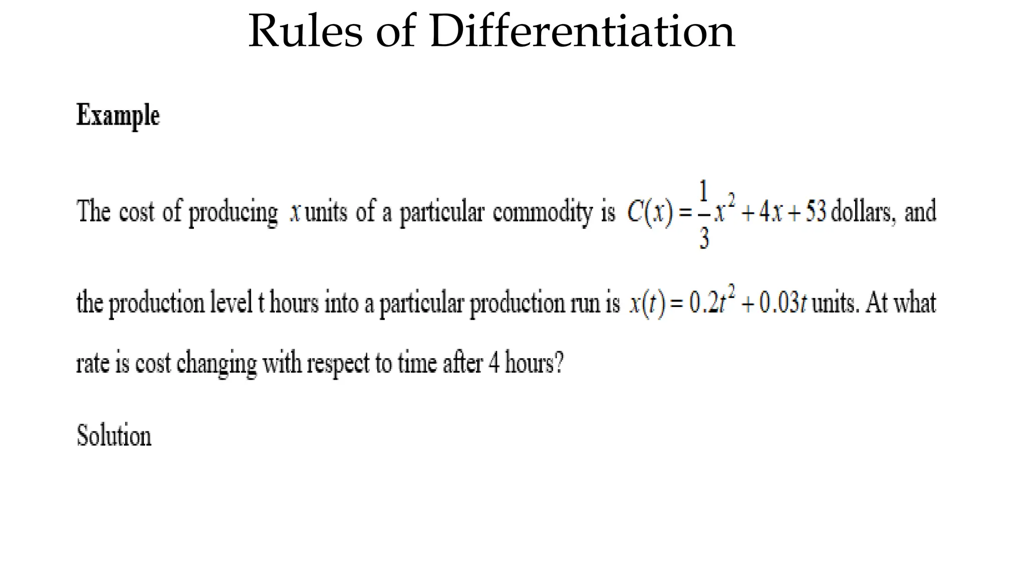 Rules of Differentiation
 