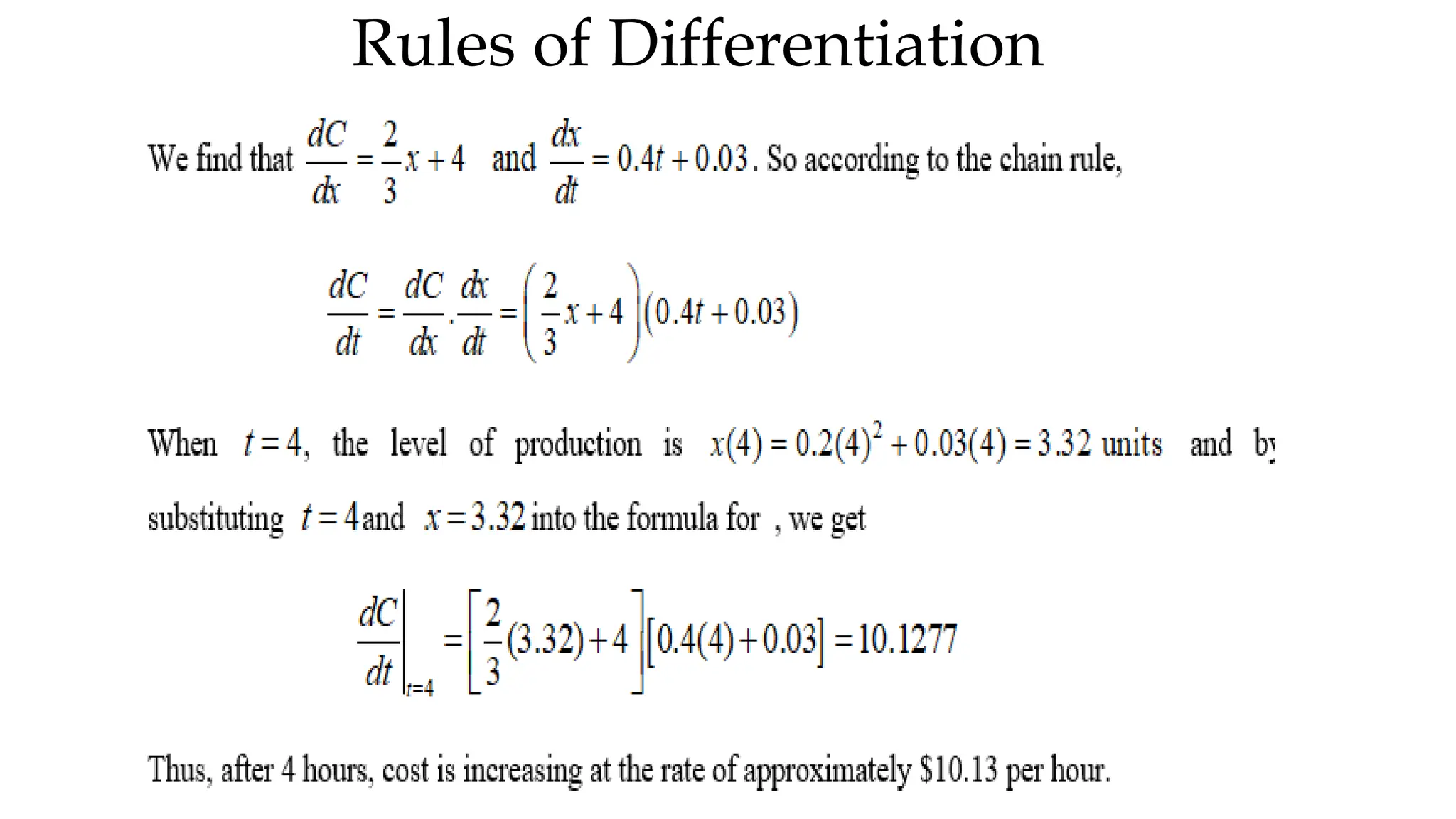 Rules of Differentiation
 